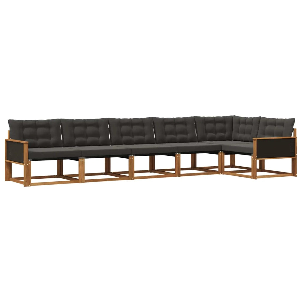 Set di divani da esterno 6 pz Naturale e Nero 3381448