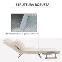 Poltrona Letto 2 in 1 con Schienale Inclinabile in 5 Posizioni, 65×69×82cm, Beige