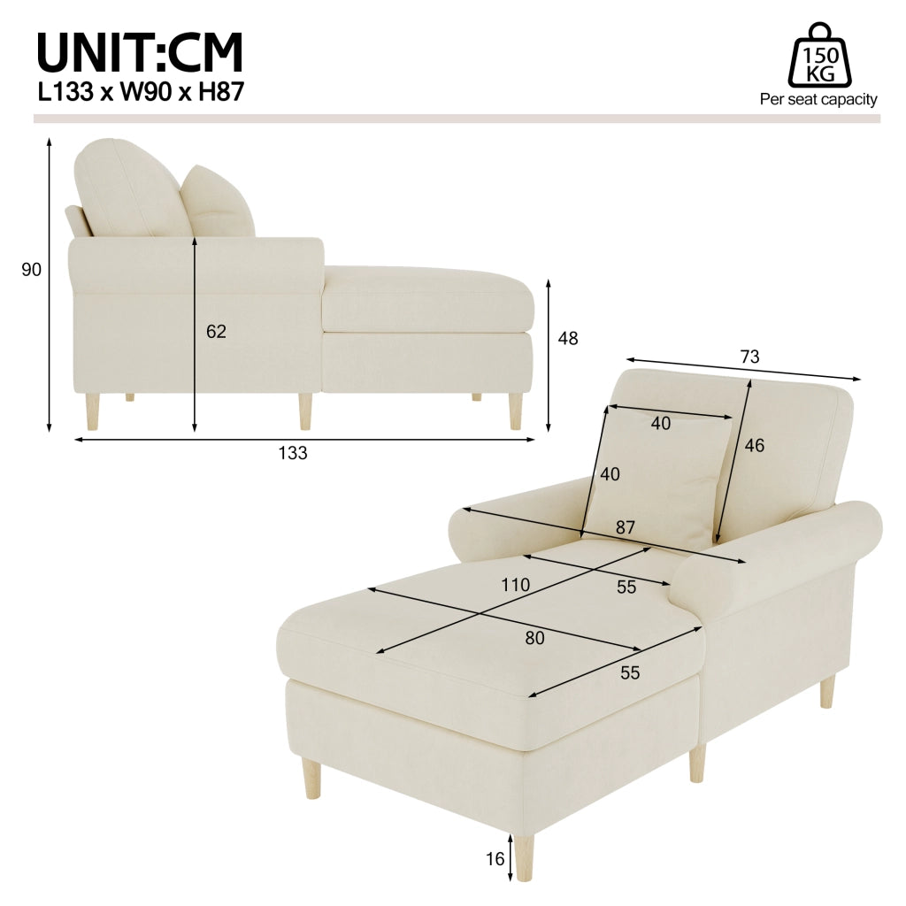 POLTRONA RELAX Reclinabile 133x87x90 cm Velluto Beige