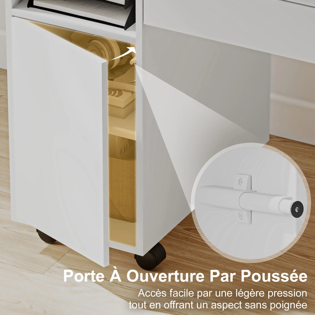 Scrivania per computer con ruote ¨C zephmum ¨C bianco 130x58x50 cm