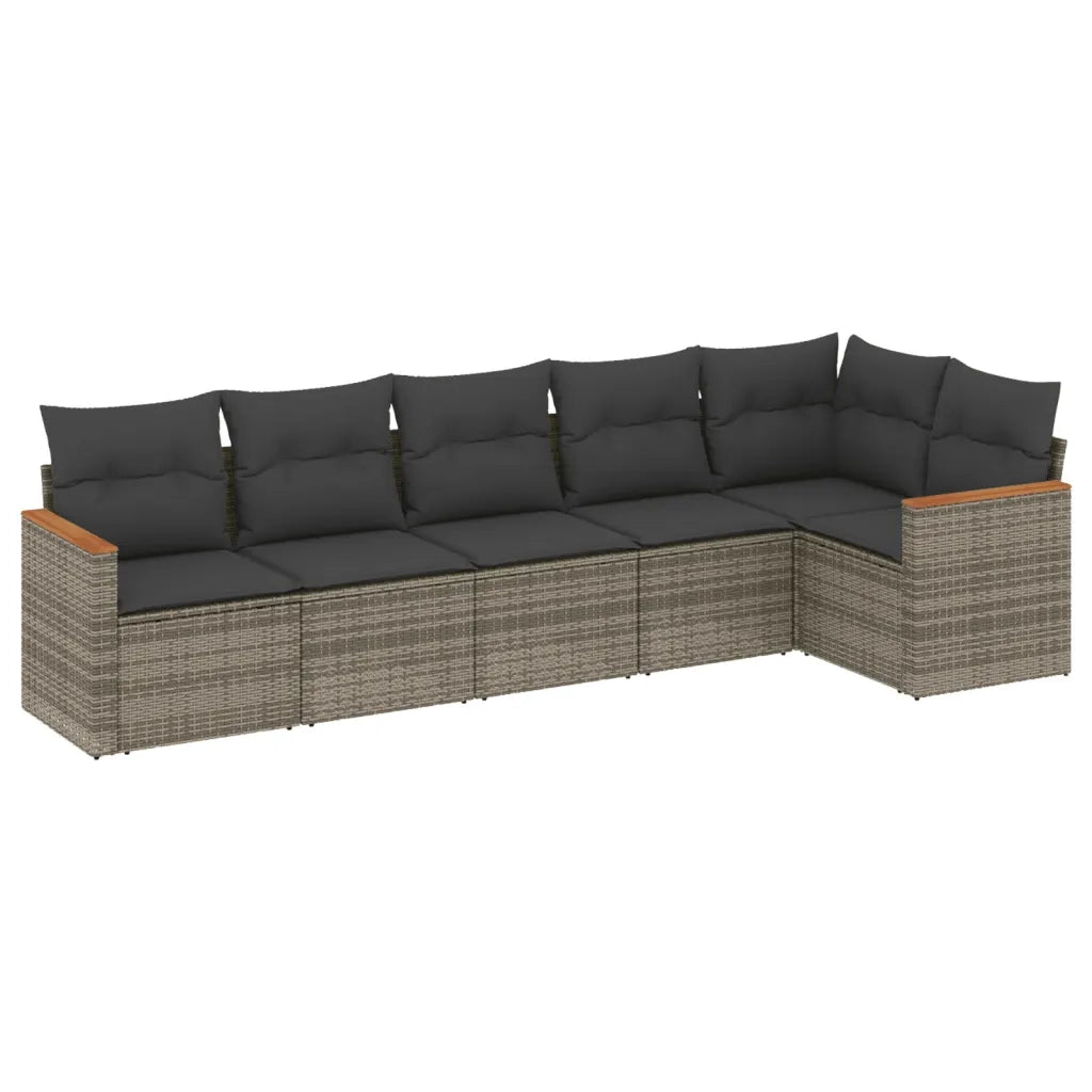 Set Divano da Giardino 6 pz con Cuscini Grigio in Polyrattancod mxl 92423