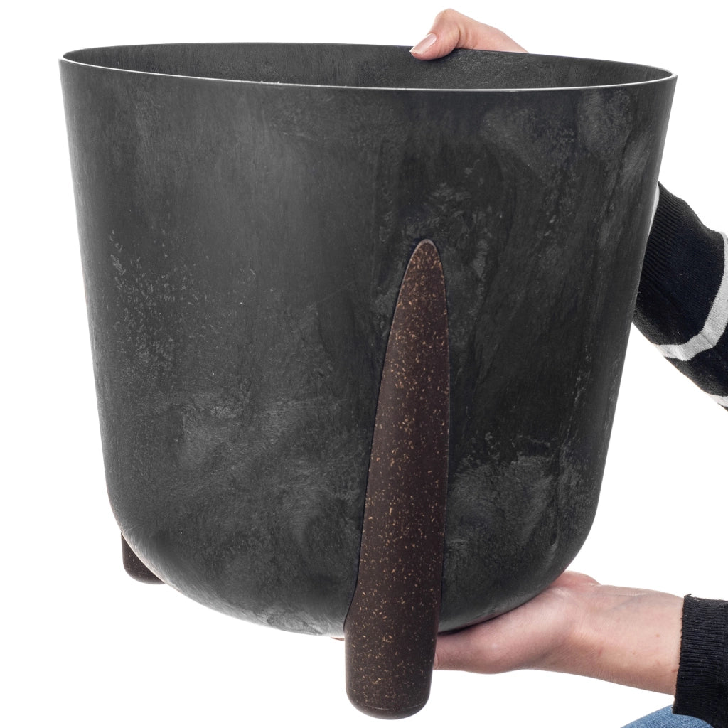Vaso da fiori KADAX, coprivaso, fiori su gambe, con inserto, supporto per fiori, nero, 30 cm