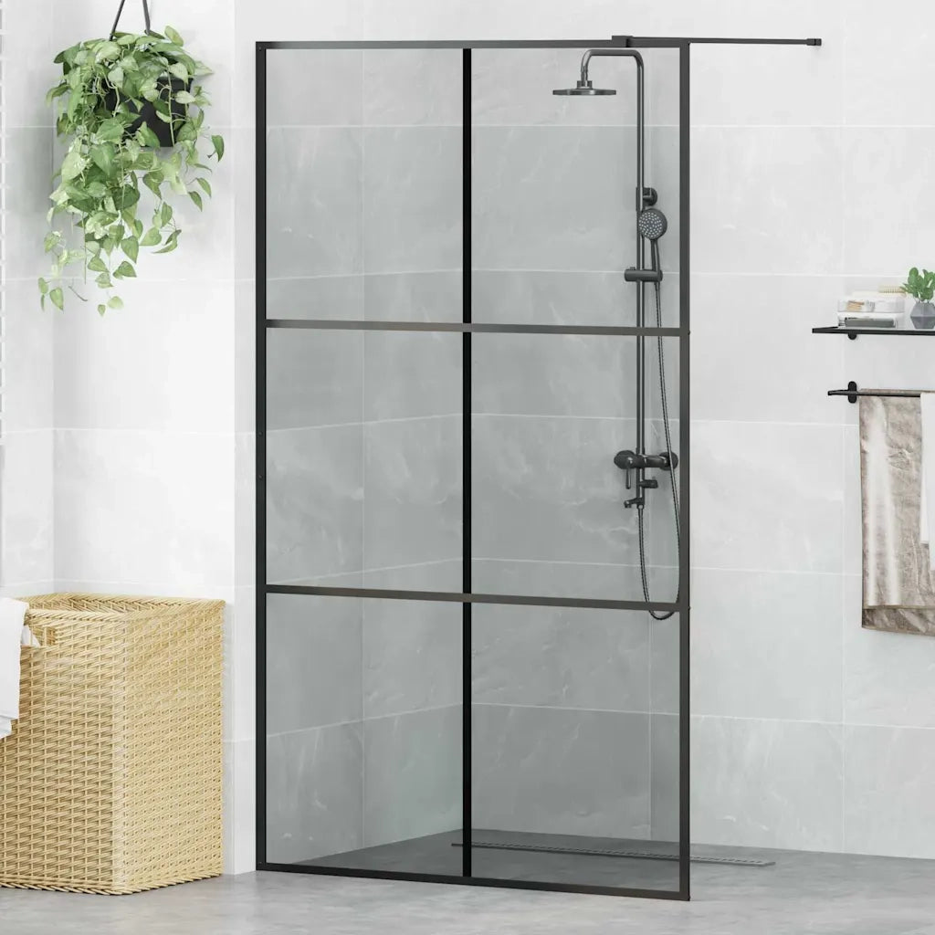 Parete Doccia Walk-in Nero 115 x 195 cm vetro temperato