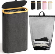 Wastino con coperchio, 75L, lavatrice pieghevole con interno rimovibile, camera da letto, bagno, zona lavanderia, camera da bambini, colore grigio scuro