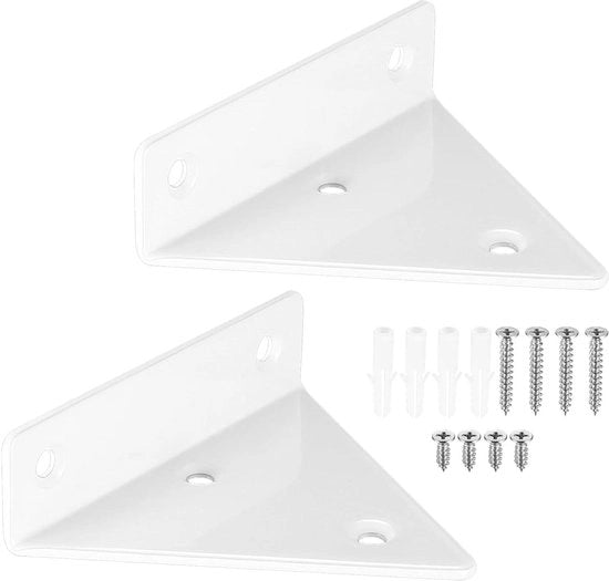 Sostegni oscillanti, supporti angolari, supporti robusti in metallo per scaffale e libreria, bianchi 2 pezzi.