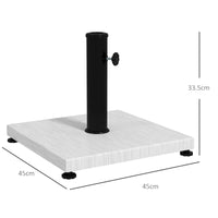 Base per Ombrellone da 25kg in Metallo e Cemento con Effetto Legno 45x45x33.5cm Bianco