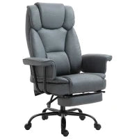 Sedia da Ufficio Ergonomica, Poltrona da Computer, Girevole a 360°, Regolabile in Altezza, con Poggiatesta e Braccioli Imbottiti, con Poggiapiedi, Similpelle, 68 x 80 x 120–126 cm