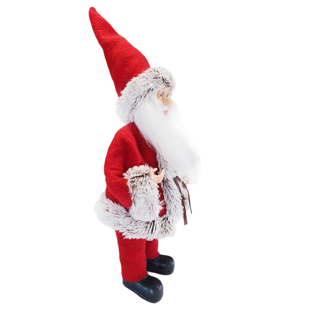Pupazzo Babbo Natale H40 cm con Minilucciole Rosso e Grigio