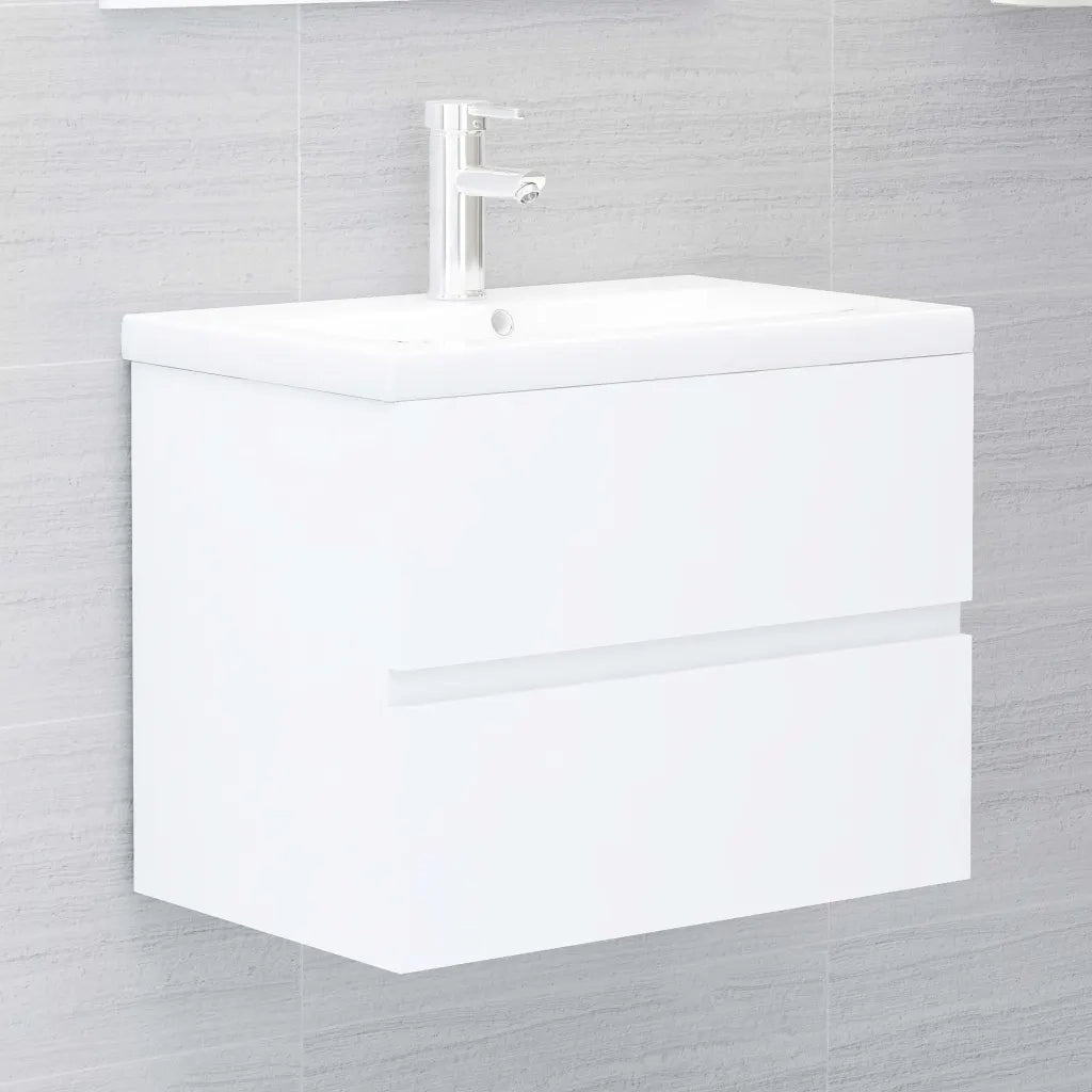 Set Mobili da Bagno Bianco in Legno Multistrato 3071675