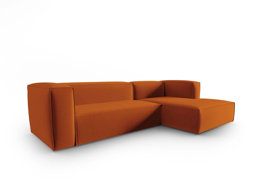 Cosmopolitan Design - Divano angolare destro "Mackay" 4 posti in velluto terracotta 