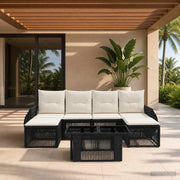 Set Divano da Giardino 7 pz Nero e Bianco Crema polyrattan 3436981
