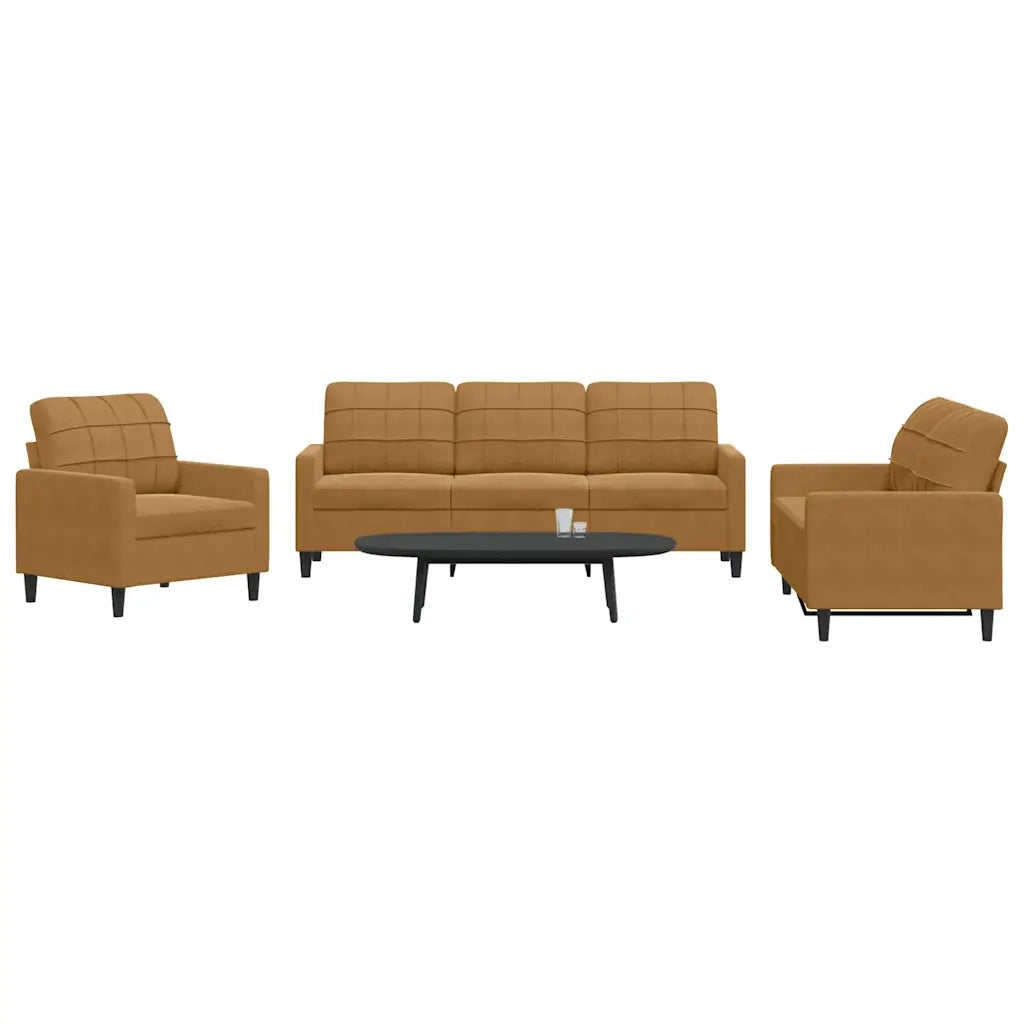 Set di Divani 3 pz con Cuscini Marrone in Velluto 3278358