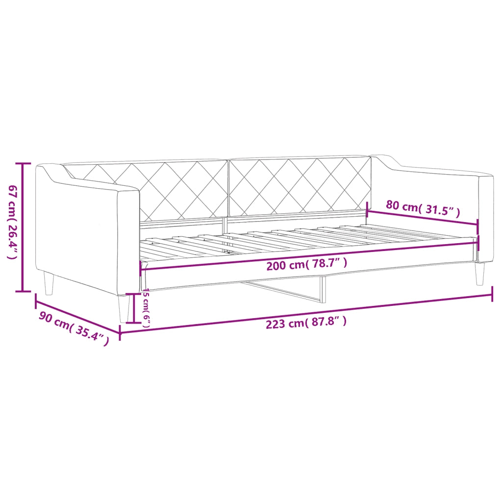 Letto da Giorno Crema 80x200 cm in Tessuto 354160
