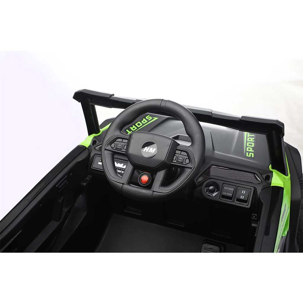 Macchina Elettrica per Bambini Buggy Adventure 2 Motori da 25W con Telecomando Luci e Suoni Verde