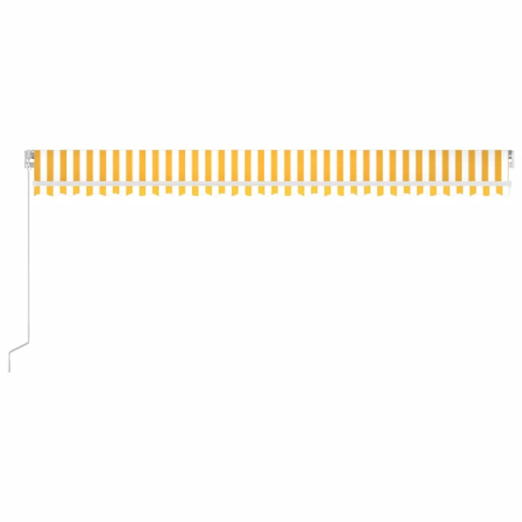 Tenda da Sole Retrattile Manuale LED 600x350 cm Giallo Bianco 3069043