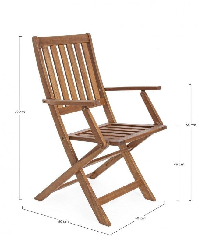 Set 2 Sedie da Giardino 58x60x92h cm con Braccioli Mali Piegh