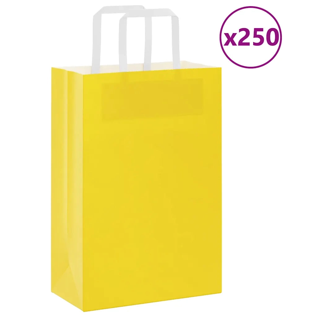Sacchetti di Carta 250 pz con Manici Gialli 21x11x31 cm