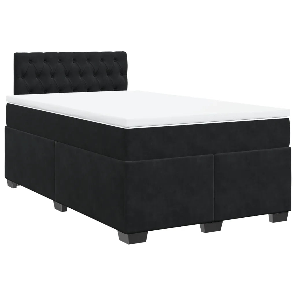 Giroletto a Molle con Materasso Nero 120x190 cm in Velluto 3288566