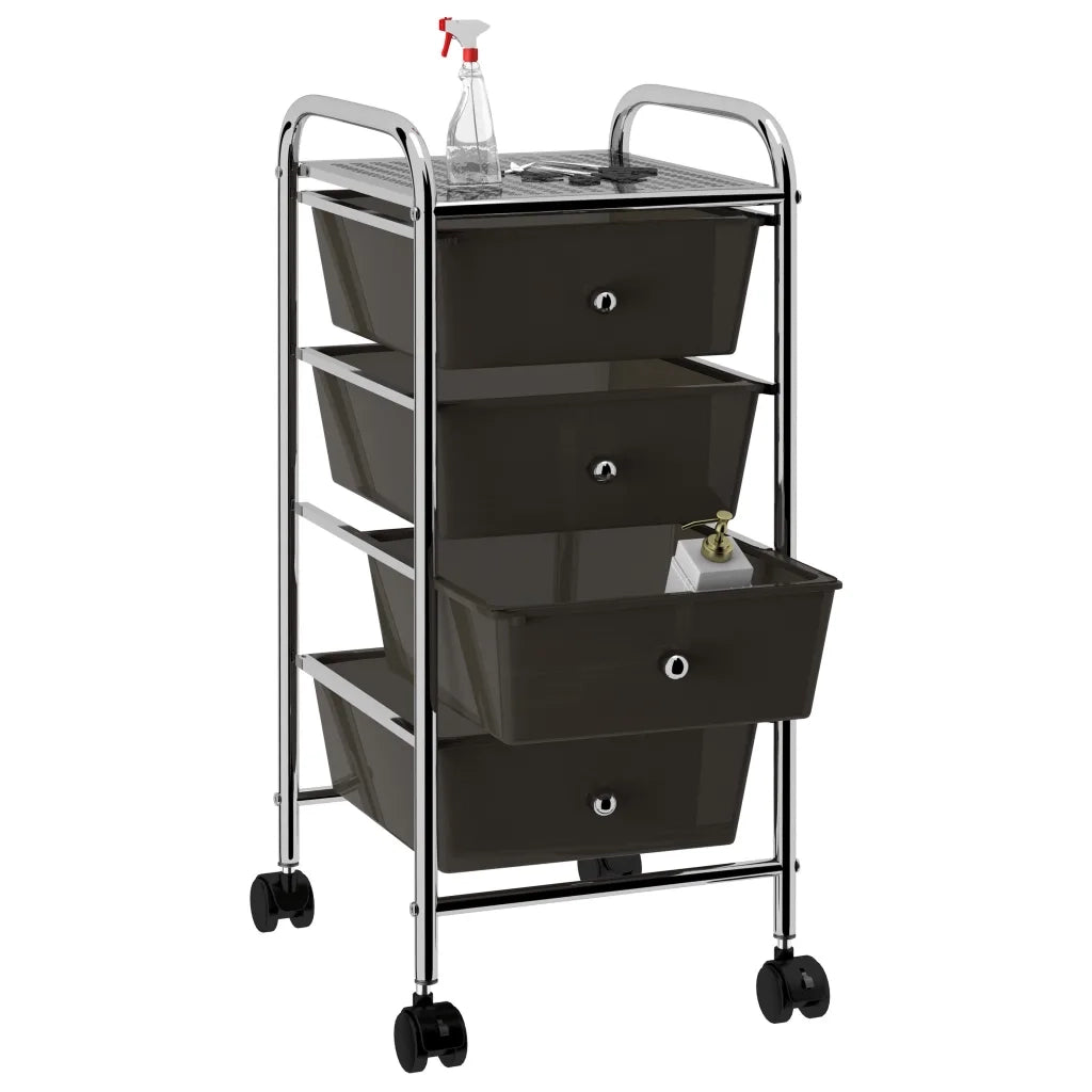 Carrello Portaoggetti Mobile con 4 Cassetti Nero in Plastica 320398