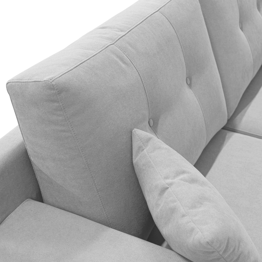 Danish Divano moderno in tessuto morbido impermeabile T02 206 cm grigio chiaro