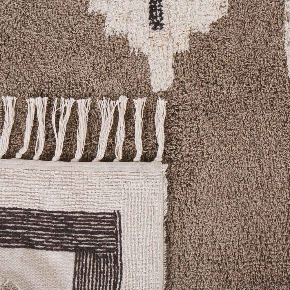 Tappeto Beige Cotone fatto a mano stile Tradizionale 160 x 230 cm