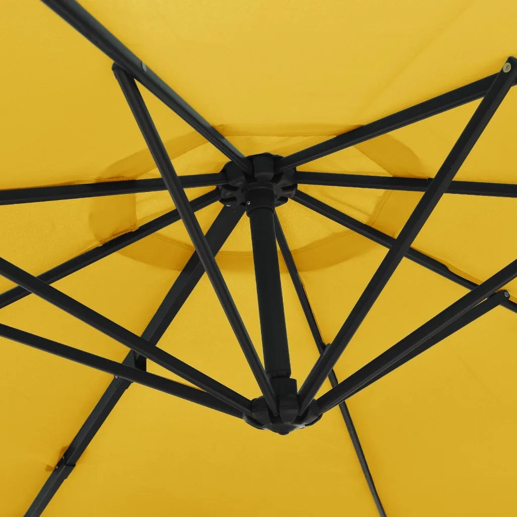 Ombrellone a Parete con LED Giallo 290 cm
