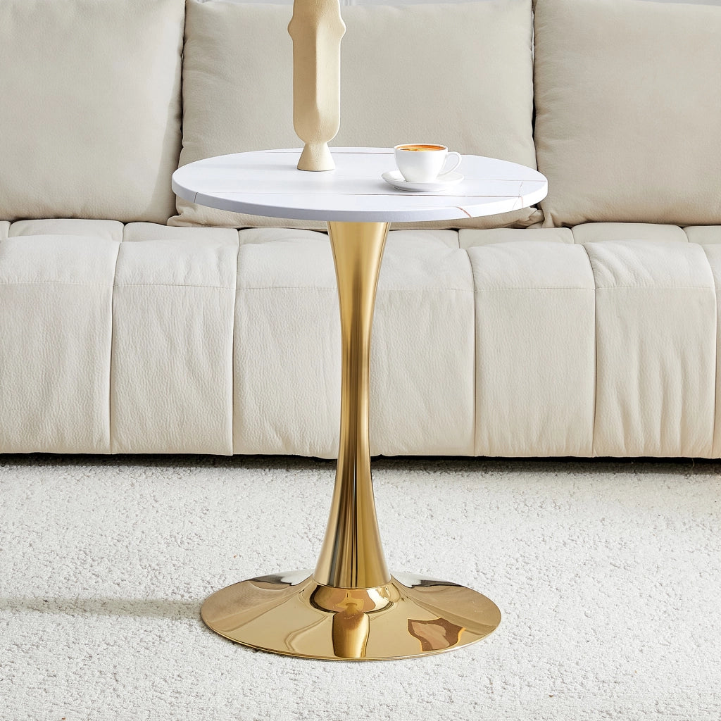 Tavolino basso rotondo con piano in MDF termoformato base in metallo stile contemporaneo per soggiorno e sala da pranzo