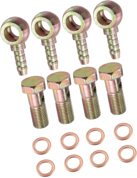 Set di sostegni banjo da 4 pezzi - 8 mm spaziatori - materiali metallici resistenti - facile da installare - compatibili con i sistemi frenanti