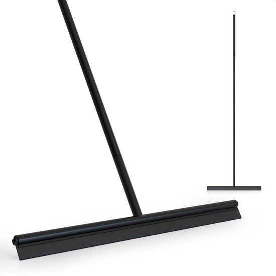Sfregiatore d'acqua per pavimento con steel - aspiratore di acqua per pavimenti - aspiratore d'acqua in alluminio - aspiratore d'acqua per doccia - bagno - nero - 136x40 cm