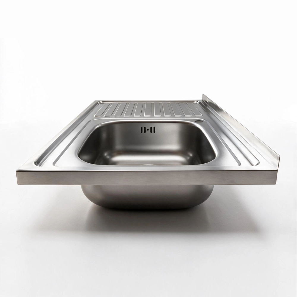 Lavello appoggio acciaio inox 80x50 cm una vasca e gocciolatoio sinistro SA216