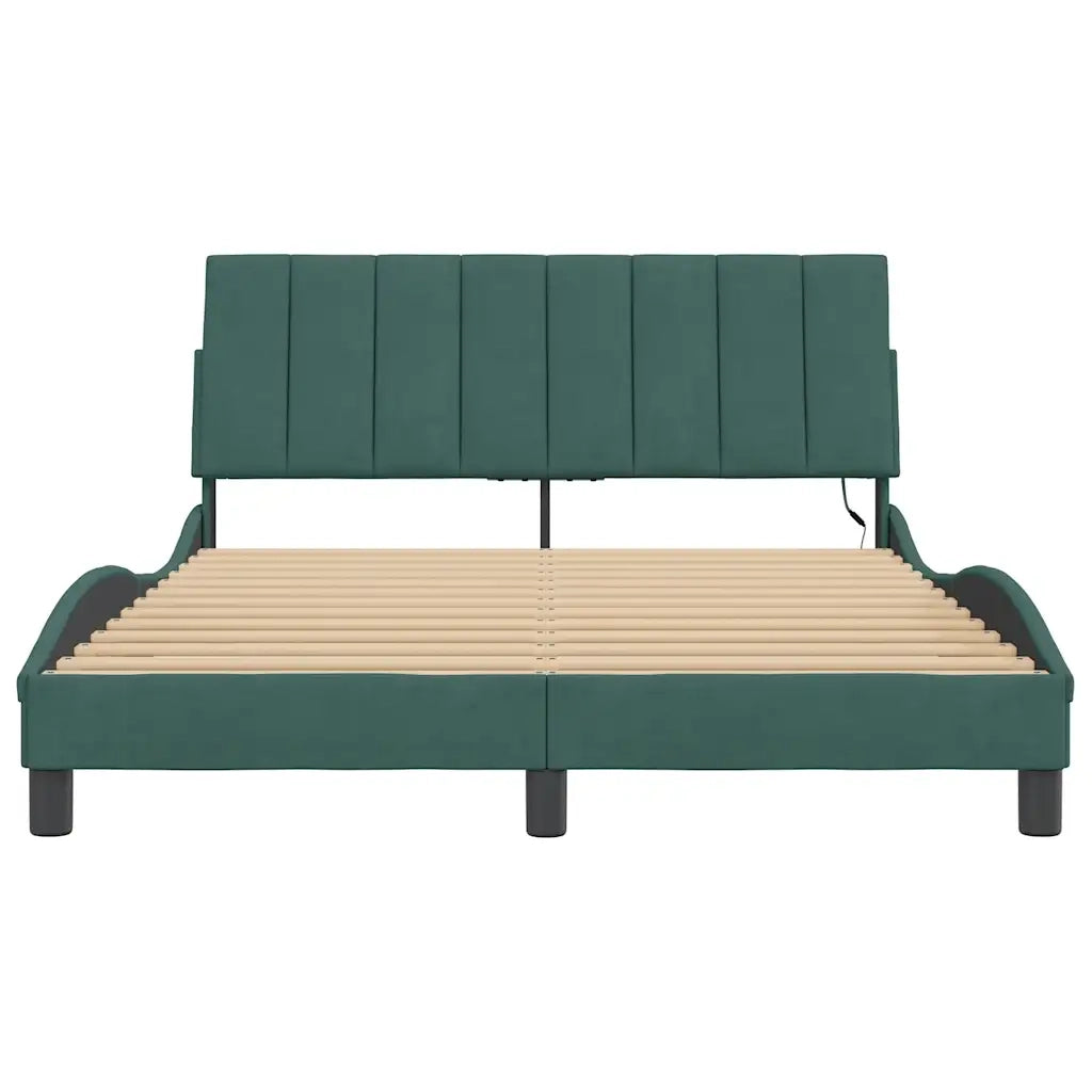 Giroletto con LED senza Materasso Hanko Verde Scuro 120x200 cm in Velluto 3213772
