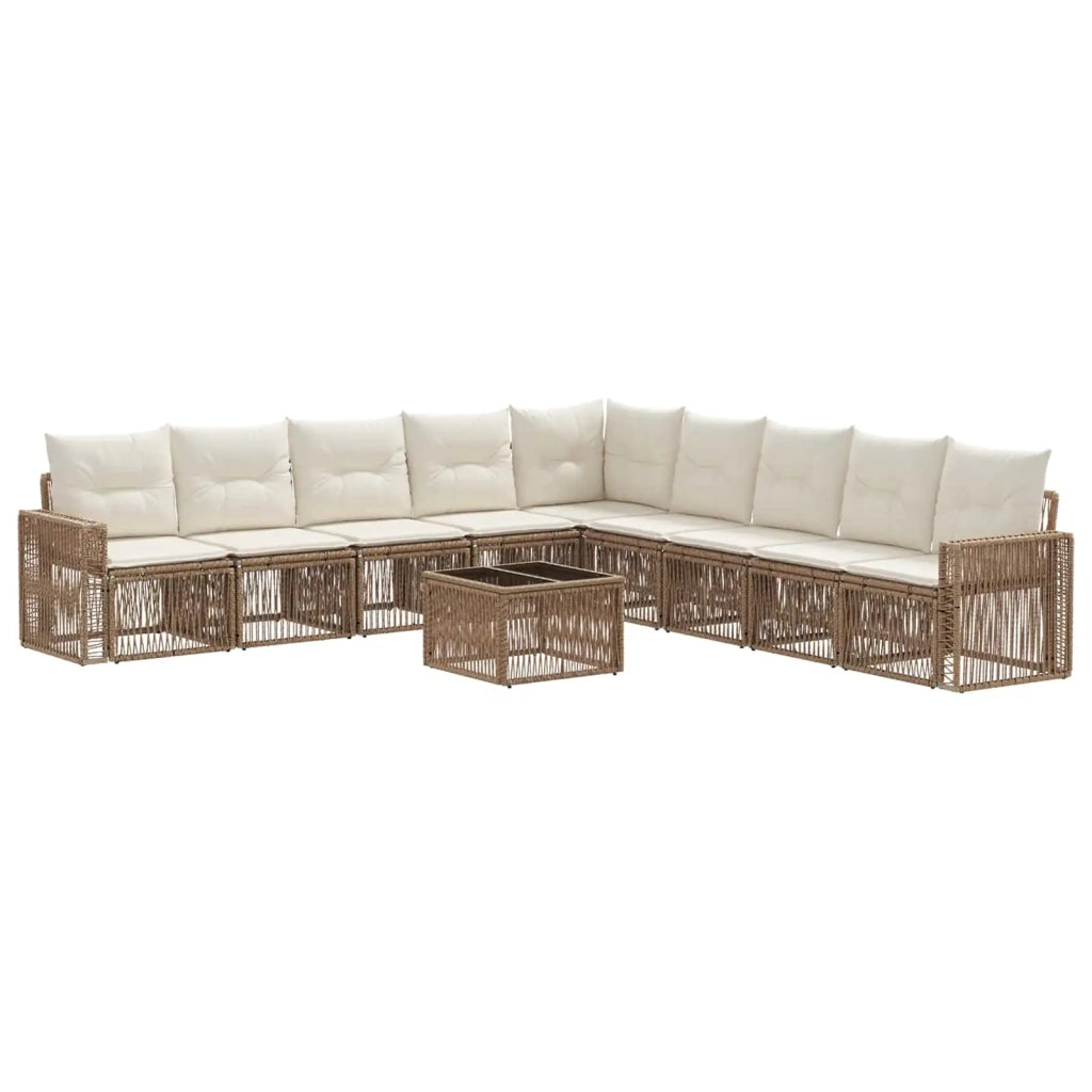 Set Divano da Giardino 10 pcs Beige e Bianco Crema polyrattan 3435150
