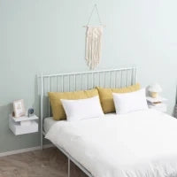 Set da 2 Comodini Sospesi per Camera da Letto con Cassetto e Mensola Superiore in Legno 35x32x22.5cm