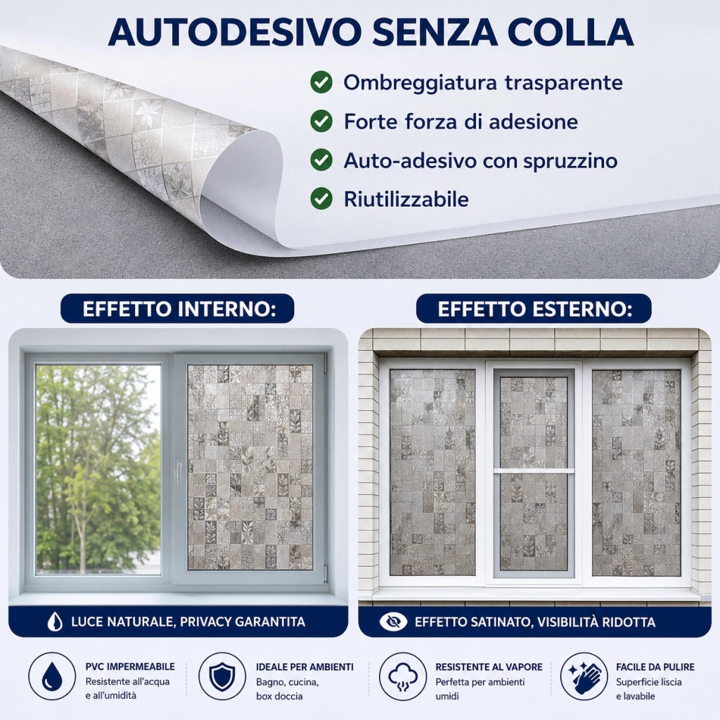 Pellicola Adesiva Vetri 45x200 cm Satinata Privacy 10111