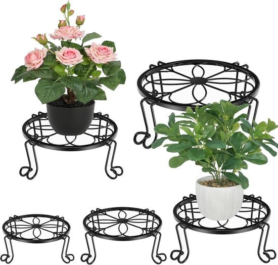 Set di supporti per piante in metallo - supporti per piante in acciaio inossidabile - 5 pezzi - robusti per esterno e interno - supporto decorativo per vasi fiorali per giardini e abitazioni