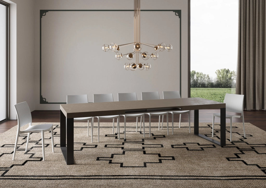 Tavolo allungabile 200/304x90 cm Tecno tortora gambe antracite