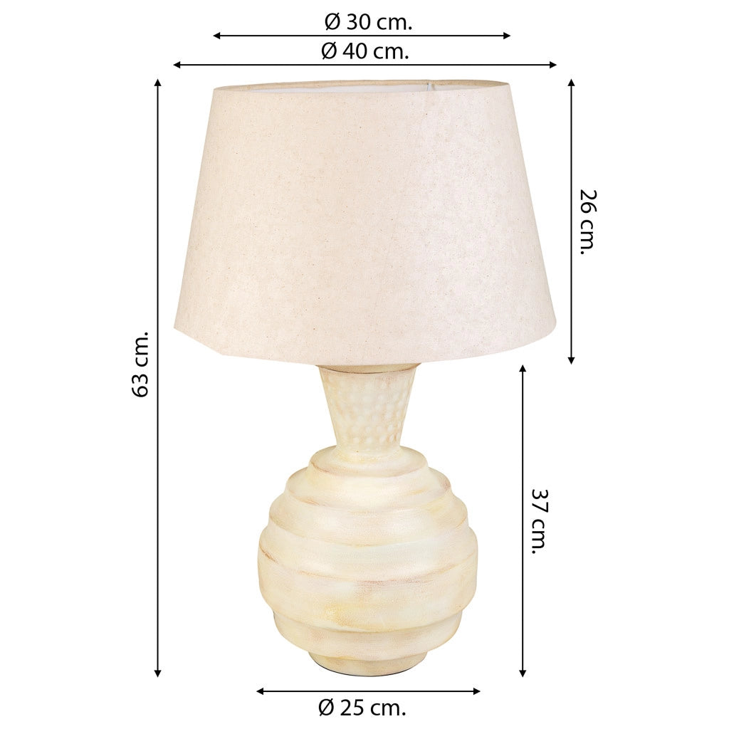 Lampada da tavolo in metallo crema 25x25x63h
