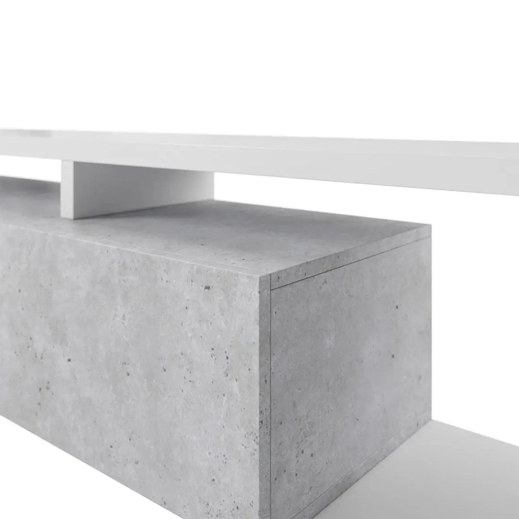 Mobile TV 220 cm collezione BERGAMO. Colori bianco e grigio cemento.