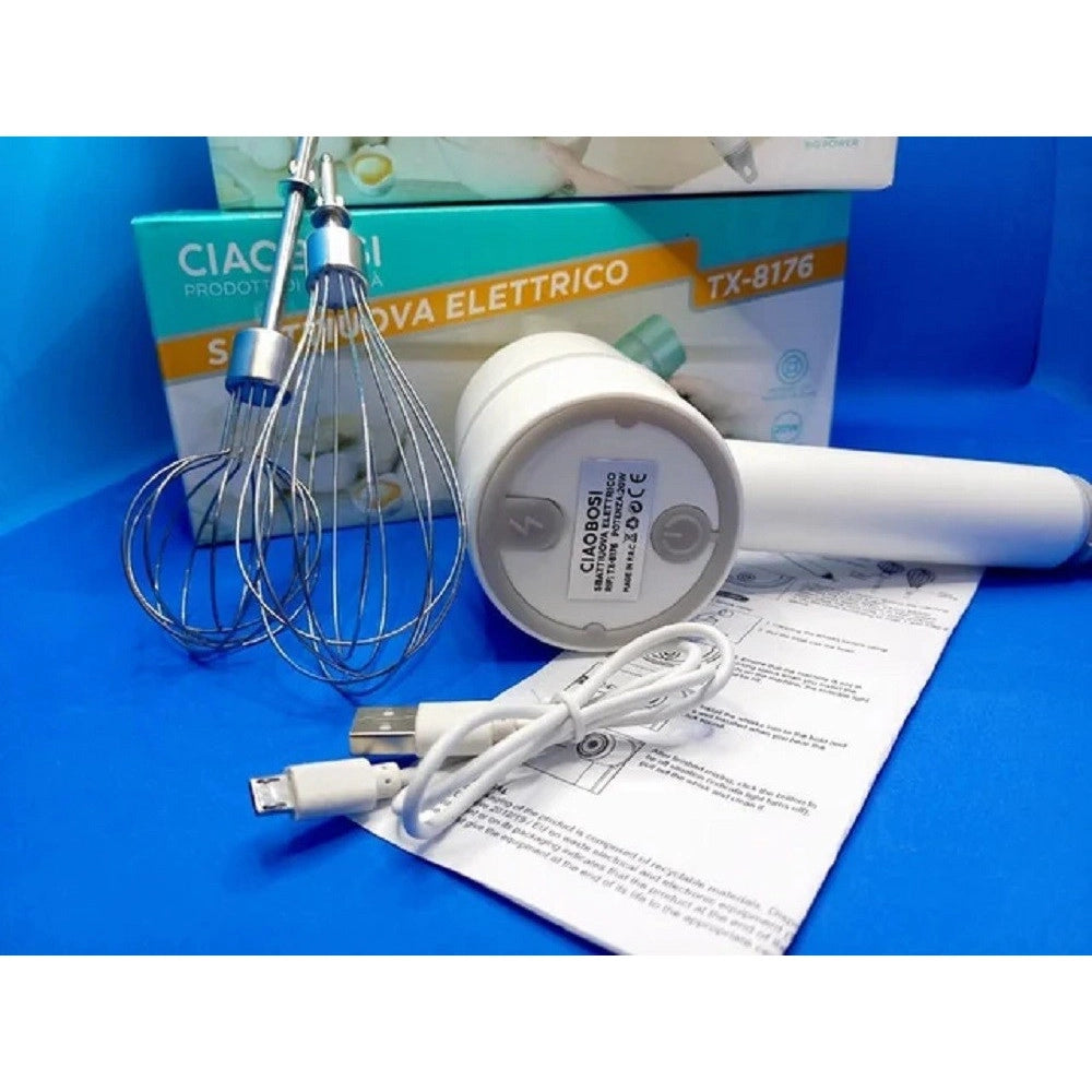 Trade Shop - Sbattiuova Sbattiuovo Panna Sbatti Uova Elettrico 20w Ricaricabile Usb Tx-8176 -
