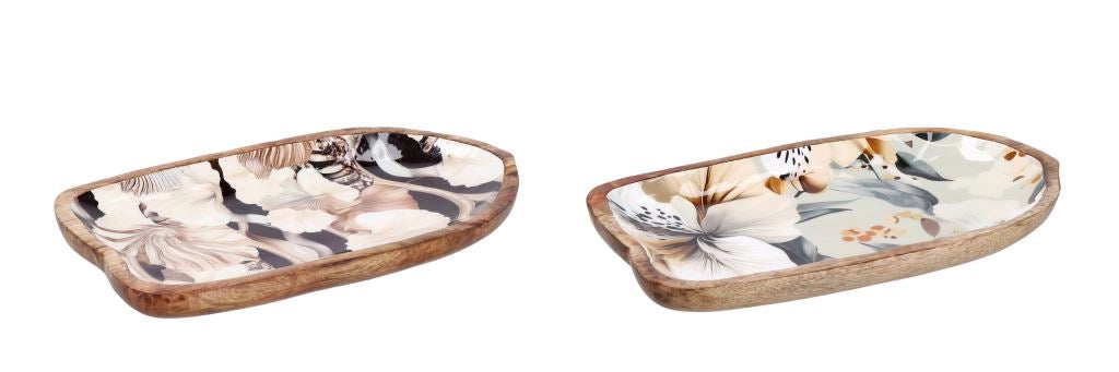 1 Pezzo Piatto Vassoio in Legno Abel Barchetta 35 x 20 x 4 cm 2 Decori