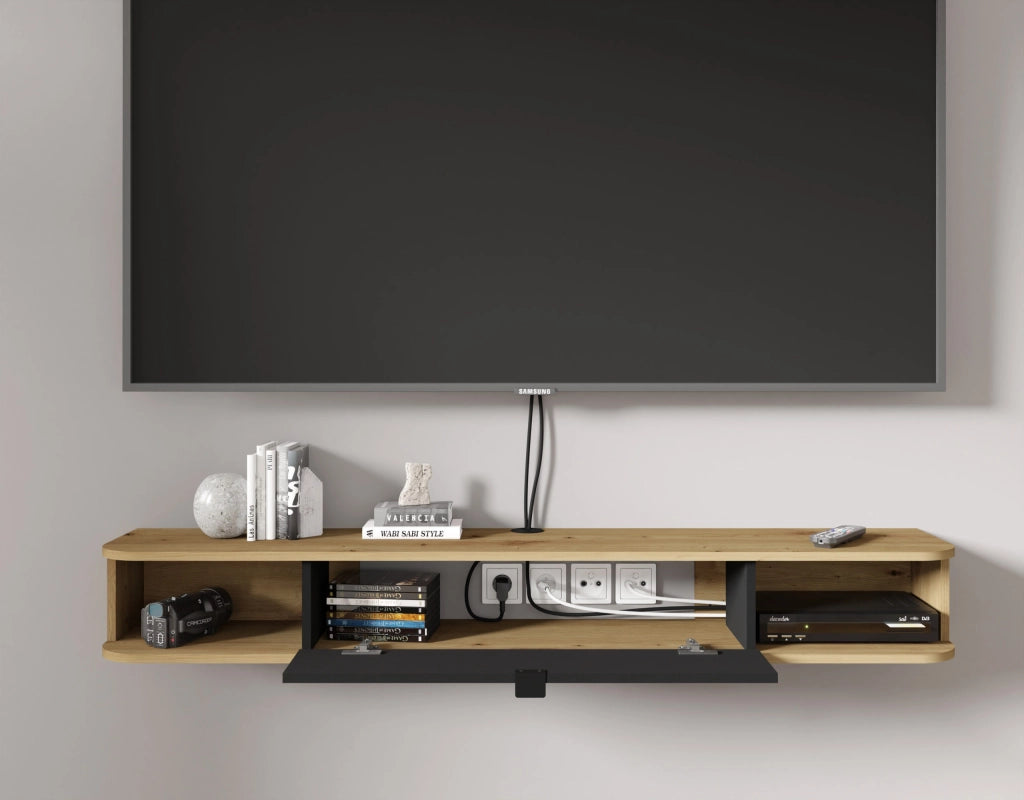 BIM FORNITURE Mobile tv soggiorno ICARUS cm 156x29x20 rovere nero opaco