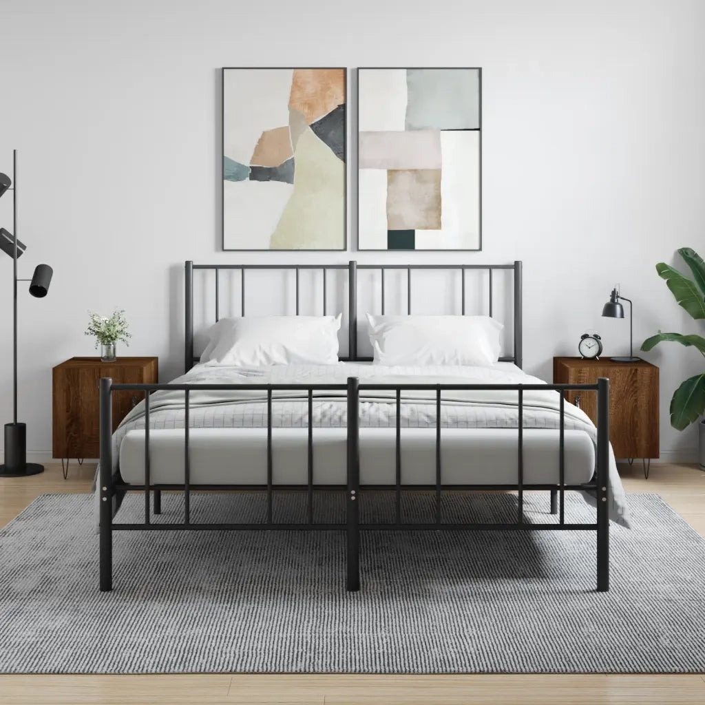 Set di 2 Comodini | Armadio da Notte | Mobiletto da notte Rovere Marrone 40x40x50 cm in Legno Multistrato
