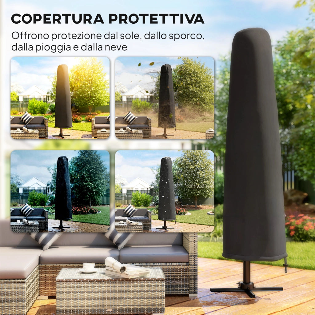 Ombrellone da Giardino 286x286x251 cm Decentrato con Base a Croce e Copertura in Alluminio Cachi