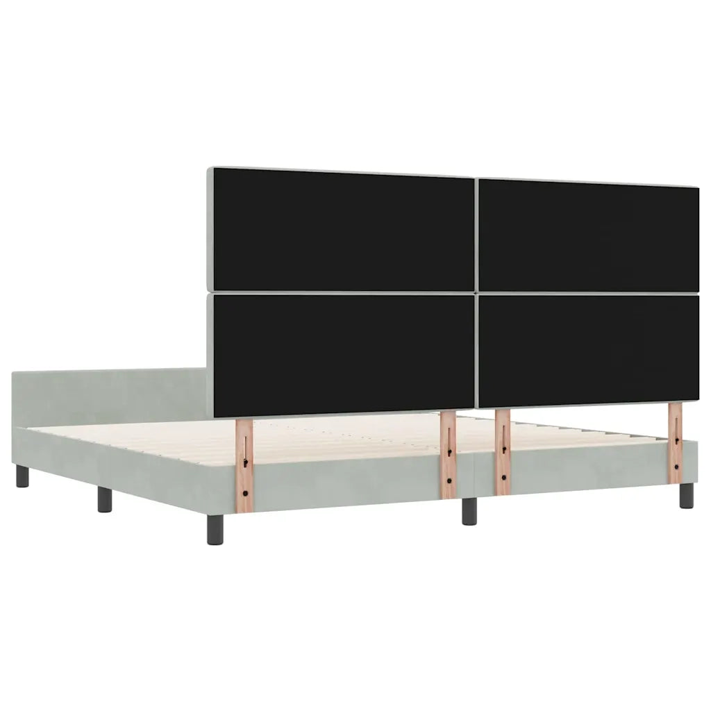 Letto a molle con testiera-Rete con Testiera Grigio chiaro 200 x 200 cm Velluto