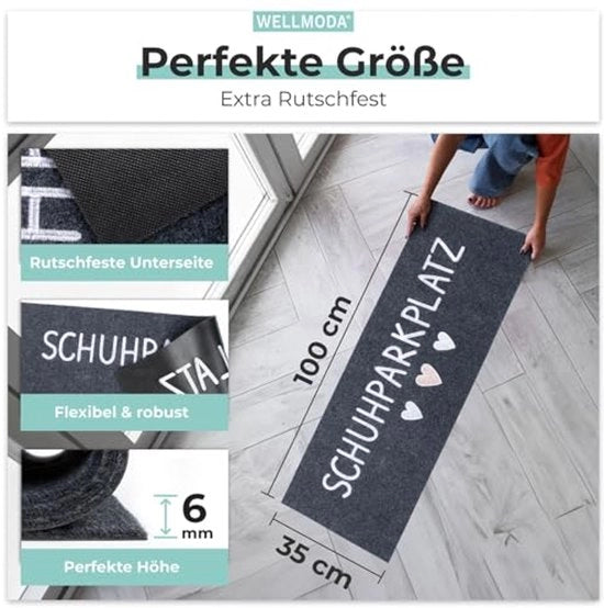 Matrice per scarpe con lettere in rilievo, extra robusta, lavabile a macchina e antiscivolo, porta porta 35x100 cm