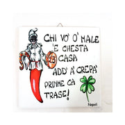 Trade Shop - Quadretto Piastrella Decorativa Porta Fortuna Ceramica Chi Vo 'o Male E Ches -