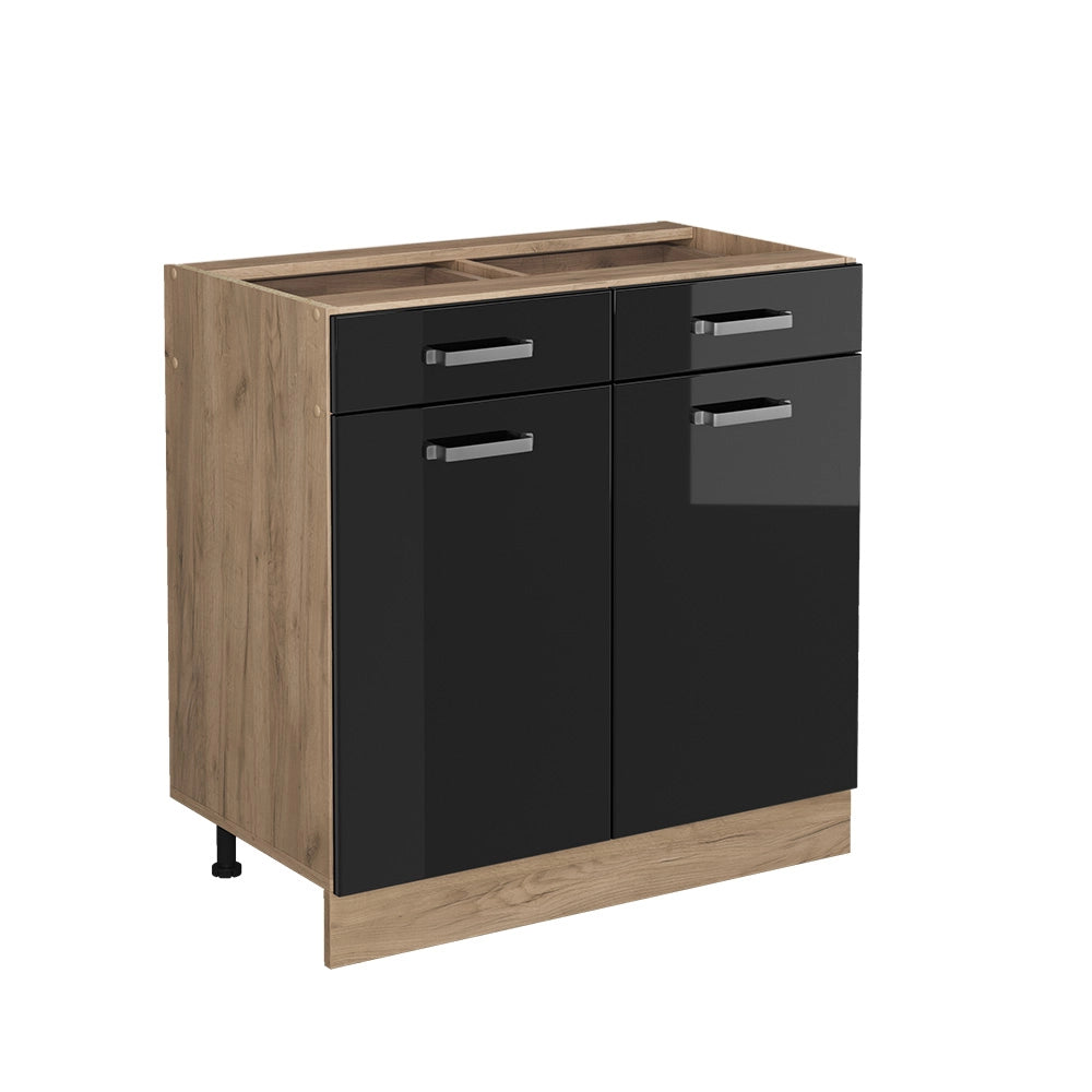 Vicco Mobiletto base per cucina Nero lucido 80 cm senza piano di lavoro