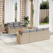 Set Divano da Giardino 8 pz con Cuscini Beige Misto Polyrattan 3256360