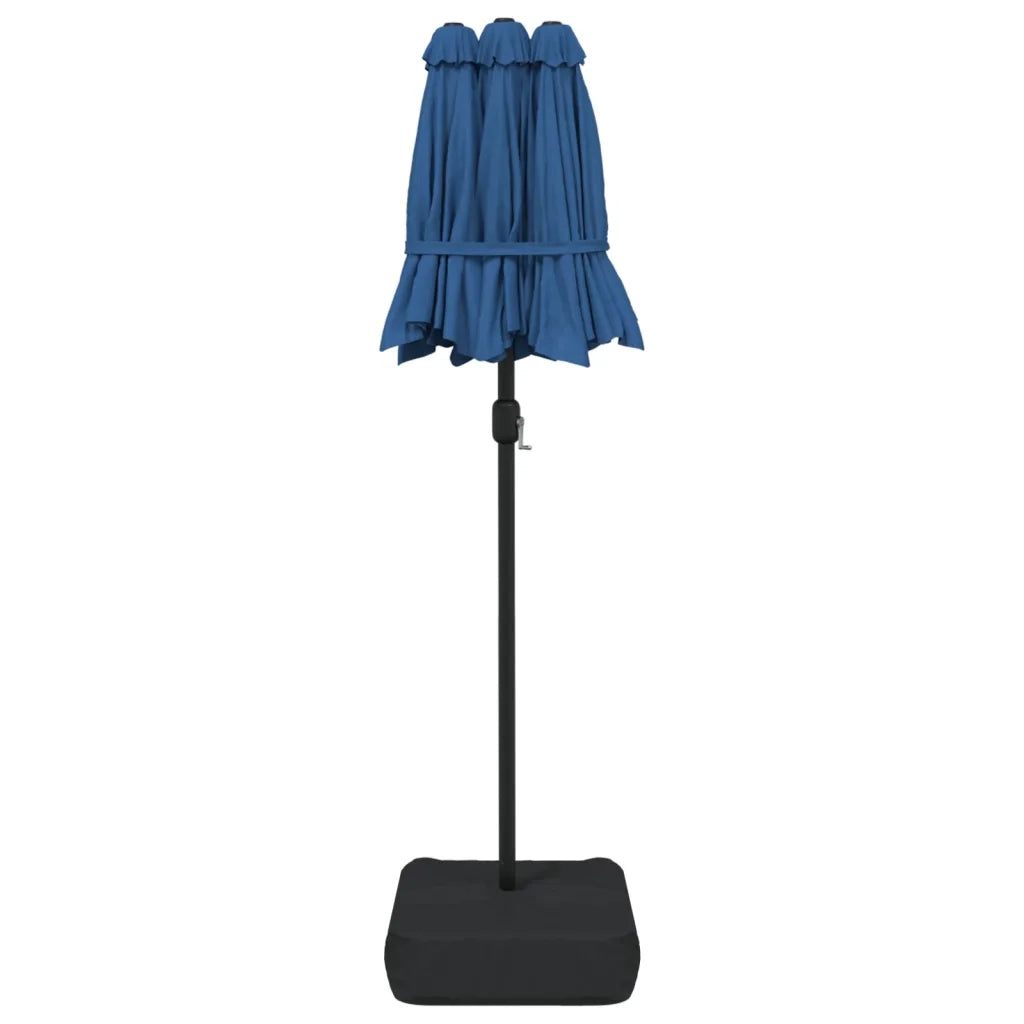 Ombrellone a Doppia Testa con LED Azzurro 316x145 cm 362976