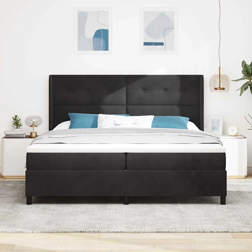 Letto a molle con materasso Nero 200 x 200 cm Velluto